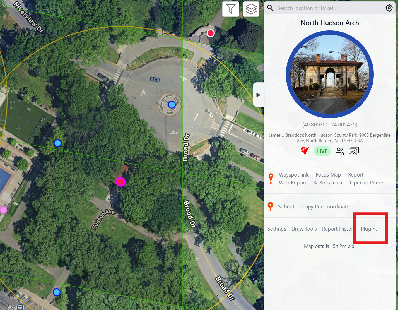 Where to find Plugins on the Wayfarer map